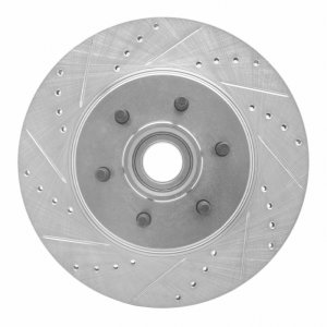 Ford F-150 Brake Rotor (1) - Front Left - R1 Concepts - Drilled & Slotted - Silver - `04-`08